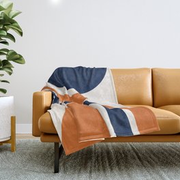 Abstract Shapes 66 in Vintage Orange and Navy Blue Throw Blanket