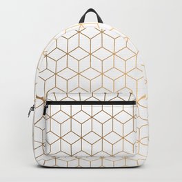 Gold Geometric Pattern on White Background Backpack | Geometricshimmer, Abstractlines, Minimalistpattern, Goldpattern, Goldabstract, Gold, Shinypattern, Elegantpattern, Elegantgoldpattern, Geometricgold 