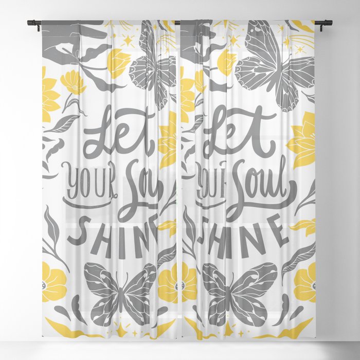 'Let Your Soul Shine' Typography Quote Sheer Curtain