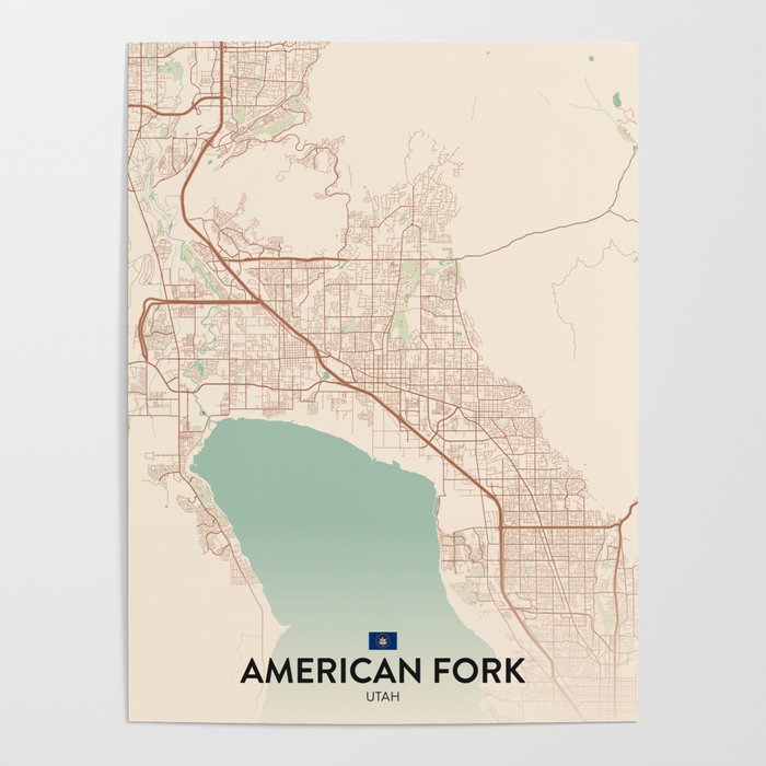 American Fork, Utah, United States - Vintage City Map Poster