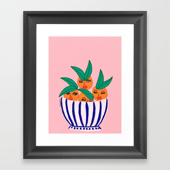 Sassy Oranges In A Bowl Framed Art Print