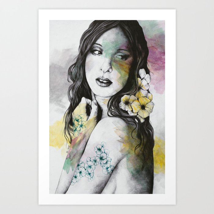 Shame On You | elegant woman with flowers Art Print