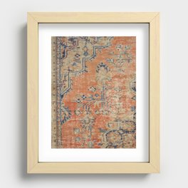 Vintage Woven Navy and Orange Recessed Framed Print