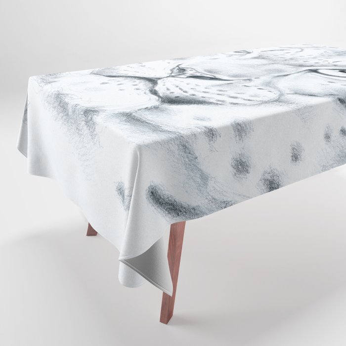 Snow Leopard Fine art Drawing Tablecloth by Seven Sirens Studios | Society6