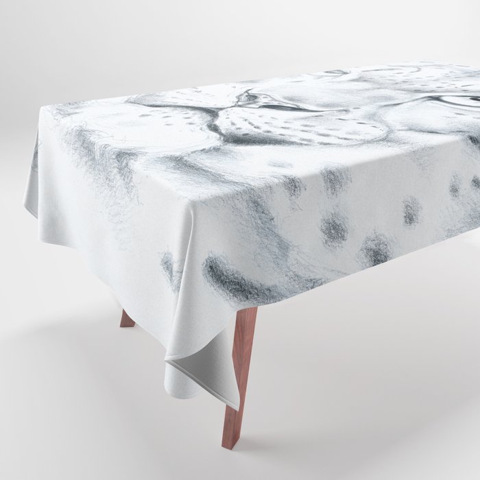 Snow Leopard Fine art Drawing Tablecloth by Seven Sirens Studios Society6