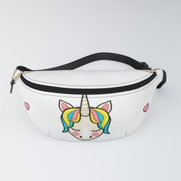 pattern with face unicorn and pink heart Fanny Pack