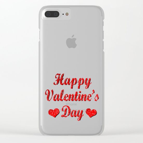 Happy Valentine's Day Red Hearts Clear iPhone Case