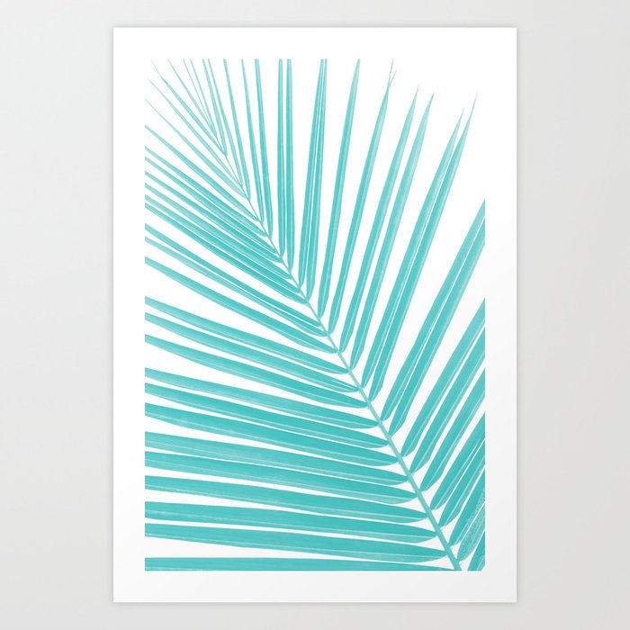 Soft Turquoise Palm Leaf Dream #2 #tropical #wall #decor #art #society6 Art Print