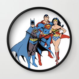 Justice Trio Wall Clock | Justiceleague, Digital, Comic, Dc, Jl, Graphicdesign 
