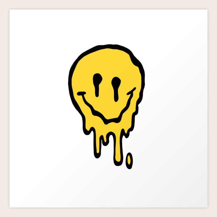 Yellow Dripping Smiley Art Print By Artbylamia Society6