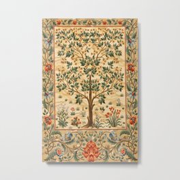 William Morris (British, 1834-1896) & John Henry Dearle (British, 1859-1932) - Title: Tree of life (The Garden) - Date: 1910 - Style: Arts and Crafts movement - Media: Embroidered Wool Portière - Digitally Enhanced Version (2000dpi) - Metal Print