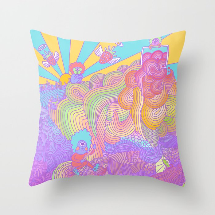 Cotton Candy Cyclops Dream: Rainbow Sorbet (4 of 4) Throw Pillow