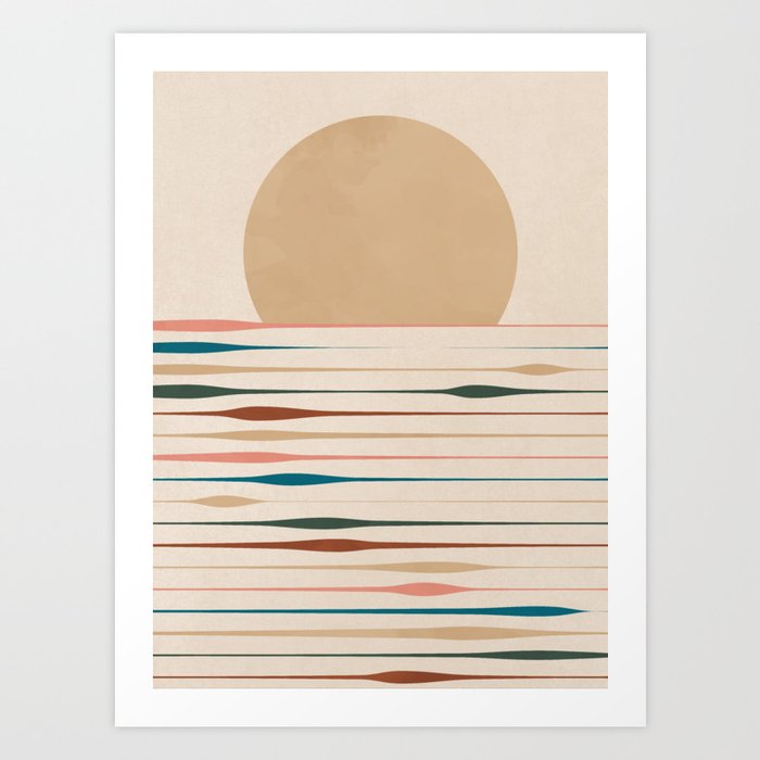 Sunset Modern - Colorful Lines 3 Art Print