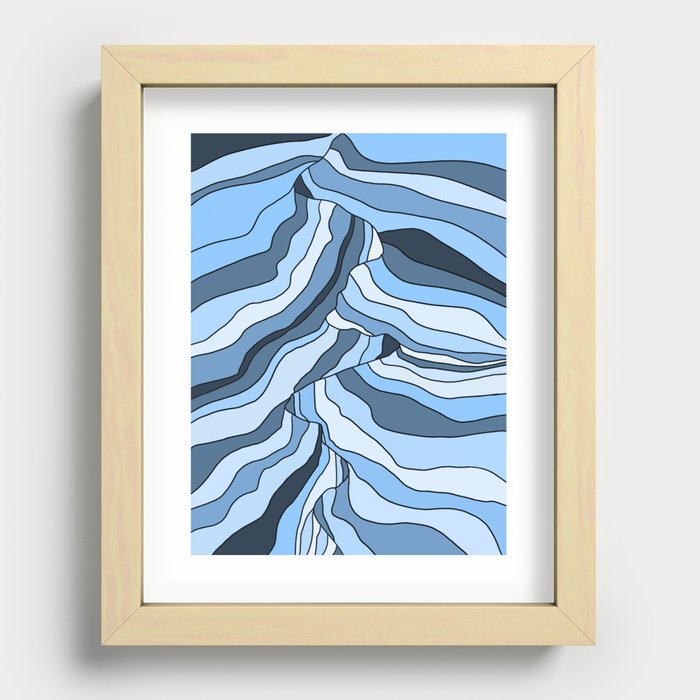 Feeling Blu Abstract Mountains Recessed Framed Print