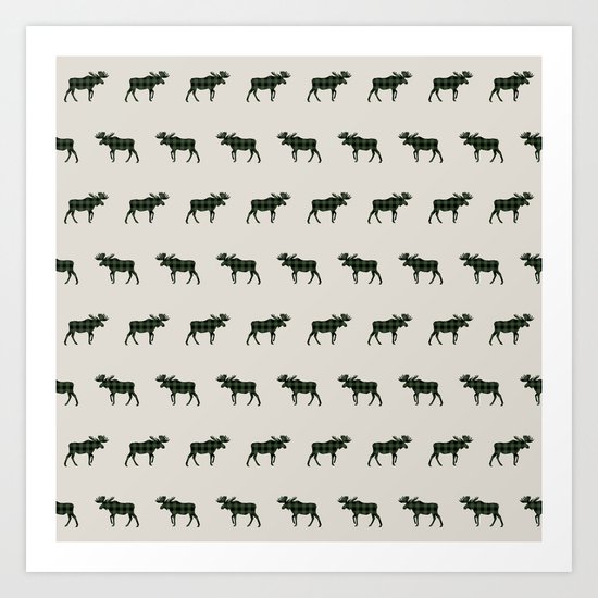 Moose Buffalo Plaid forest camping glamping outdoors forest bathing Art Print
