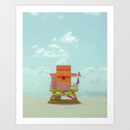 Miami - Orange Life Guard Tower Art Print