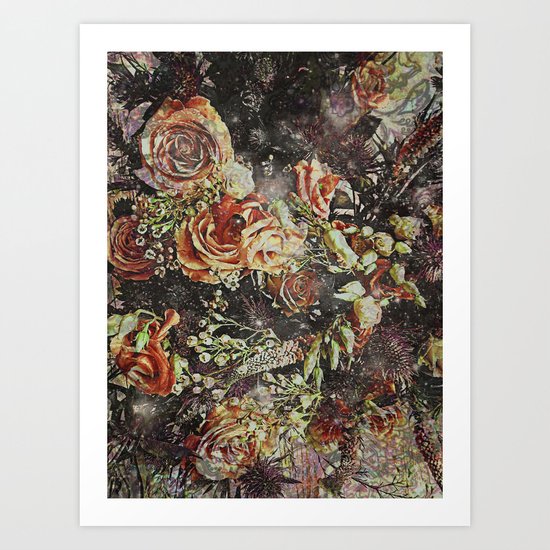Dramatic Winter Flowers Art Print