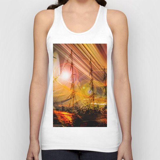 Sailing ships sunset Unisex Tank Top