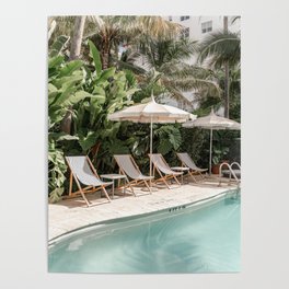 Miami Beach, Florida, Poolside Palm Trees Poster