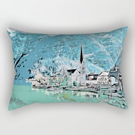 Hallstatt Village Landscape | Morning View | Austria | Europe | Travel Photo | Alpine Mountain | Lakeside Rectangular Pillow