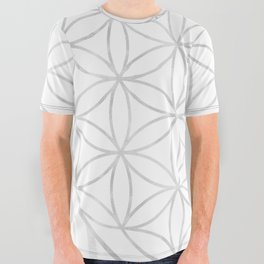 Silver Mandala Flower of Life All Over Graphic Tee