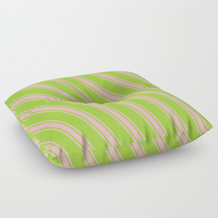 Green & Light Pink Colored Lined/Striped Pattern Floor Pillow