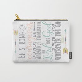 Joshua 1:9 Christian Bible Verse Typography Design Carry-All Pouch