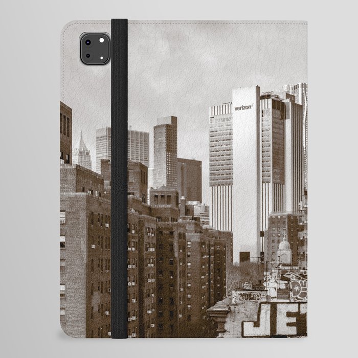 New York City Skyline Views | Lower Manhattan and Chinatown | Sepia iPad Folio Case