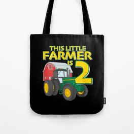 Kids 2 Year Old Green Farm Tractor Birthday Party Tote Bag