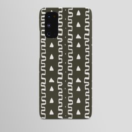 Merit Mud Cloth Forest Green and White Triangle Pattern Android Case