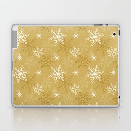 Christmas Pattern Yellow Retro Snowflake Laptop Skin
