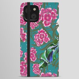 Oleander Hawk Moth in the Moonlight-- Teal iPhone Wallet Case