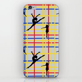 Dancing like Piet Mondrian - New York City I. Red, yellow, and Blue lines on the light blue background iPhone Skin
