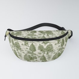 Bigfoot / Sasquatch Toile de Jouy in Forest Green Fanny Pack