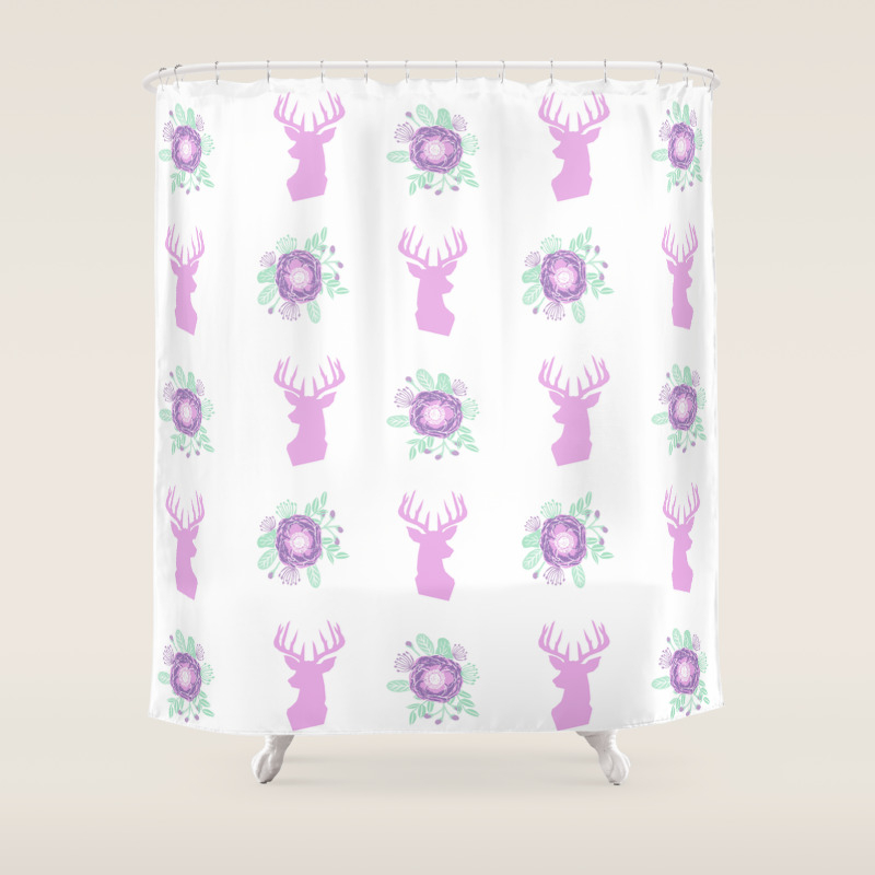 Deer Head Silhouette Floral Bouquet Bloom Flowers Camping Pastel