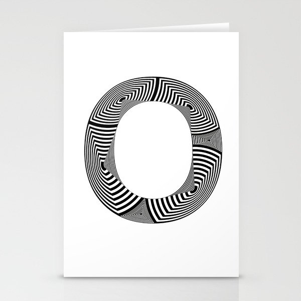 capital letter O in black and white, with lines creating volume effect Stationery Cards