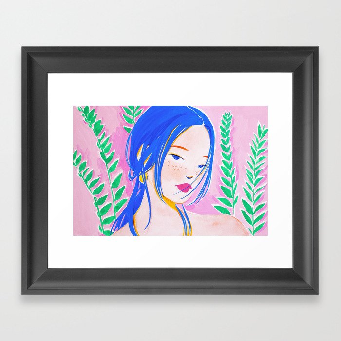 Girl and Aroid Palm Framed Art Print