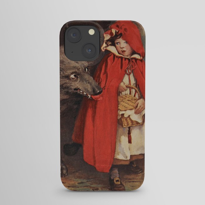 Little Red Riding Hood and the Big Bad Wolf portrait painting by Jesse Wilcox Smith iPhone Case
