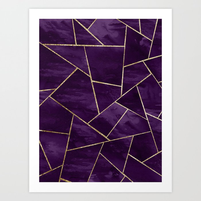 Dark Purple Ink Gold Geometric Glam #1 #geo #decor #art #society6 Art Print