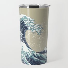 Great Wave with Mount Fuji 19th century japanese style woodblock design vintage illustration Travel Mug