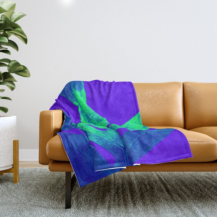 Blue Ultraviolet Green Earth Day Fern Throw Blanket