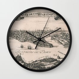 Vintage Pictorial Map of Constantinople (1696) Wall Clock