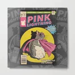 Little Thumbelina Girl: Pink Lightning #2 Metal Print | Graphic, Pop Art, Littlethumbelinagirl, Ink Pen, Retro, Drawing, Squirrel, Street Art, Black And White, Vintage 