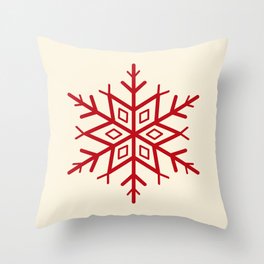 Red Snowflake on Cream Throw Pillow