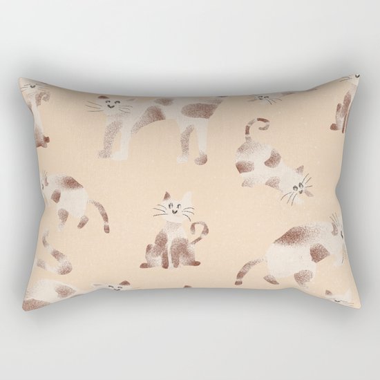 Playful Kitty Pattern Rectangular Pillow