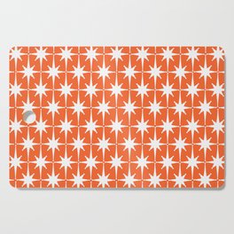 Midcentury Modern Atomic Starburst Pattern in Orange and White Cutting Board
