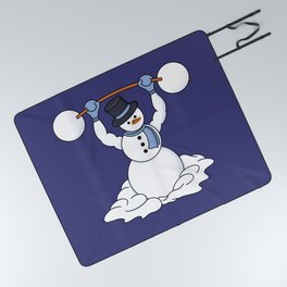 Weightlifting Snowman Picnic Blanket