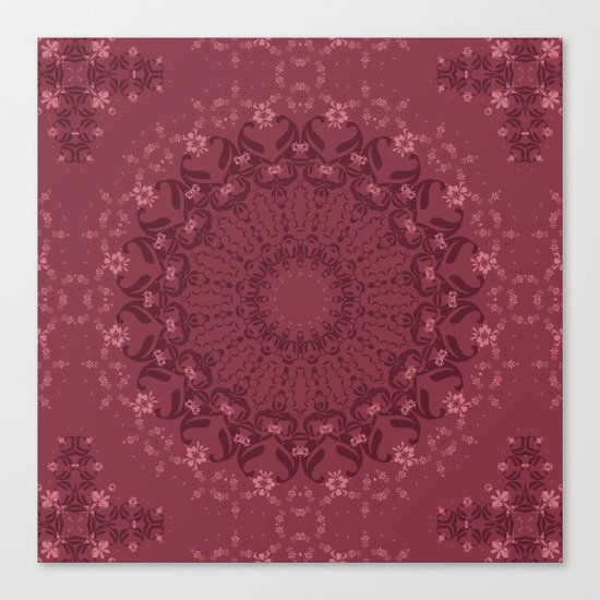 Beautiful round ornament red - brown . Canvas Print
