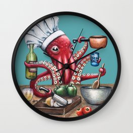"Octo Chef" - Octopus Cook Wall Clock
