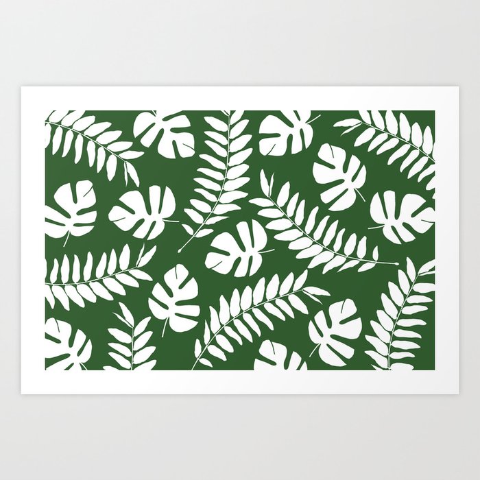 Monstera and Leaf green Art Print